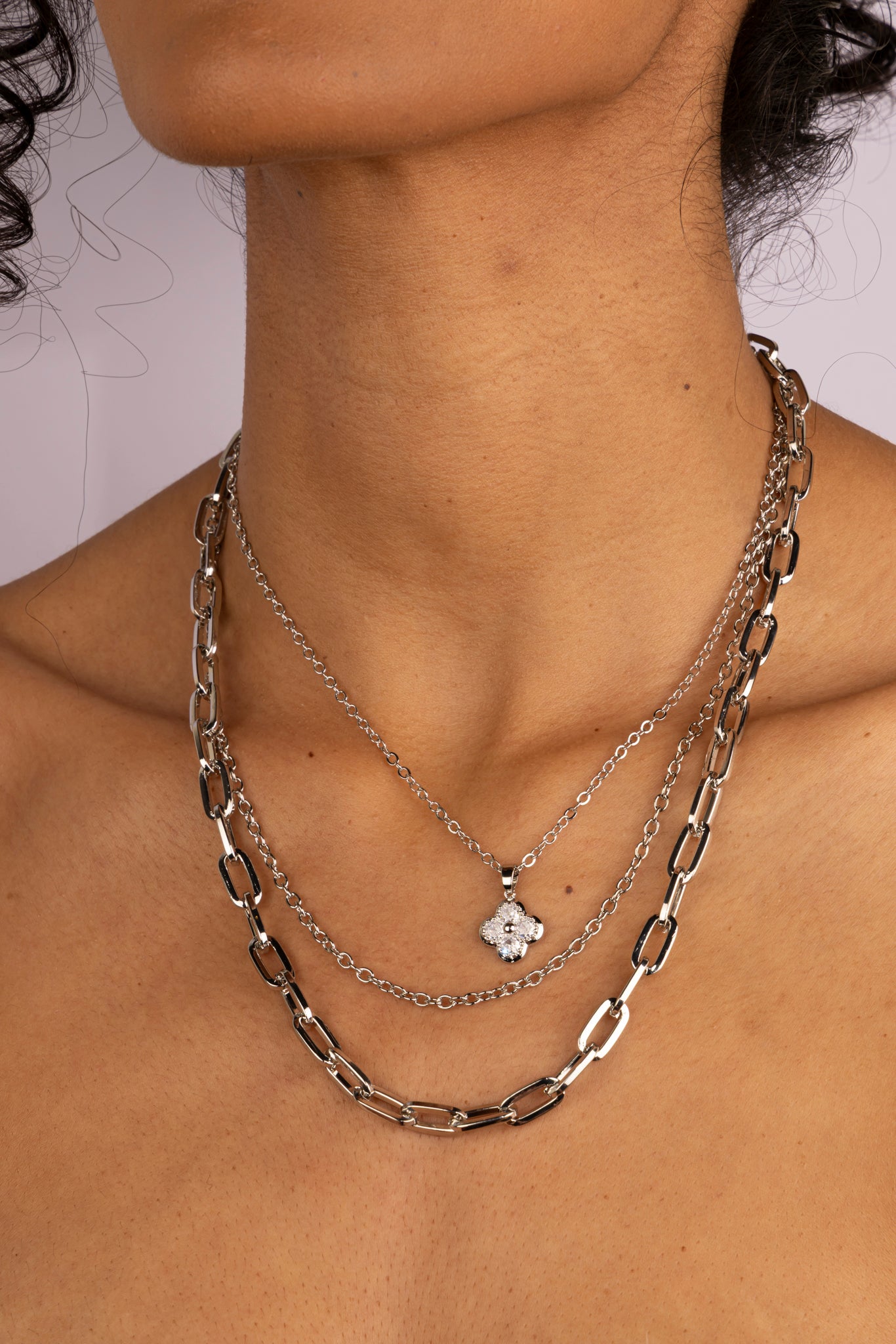 Set Trebol Crystal Silver