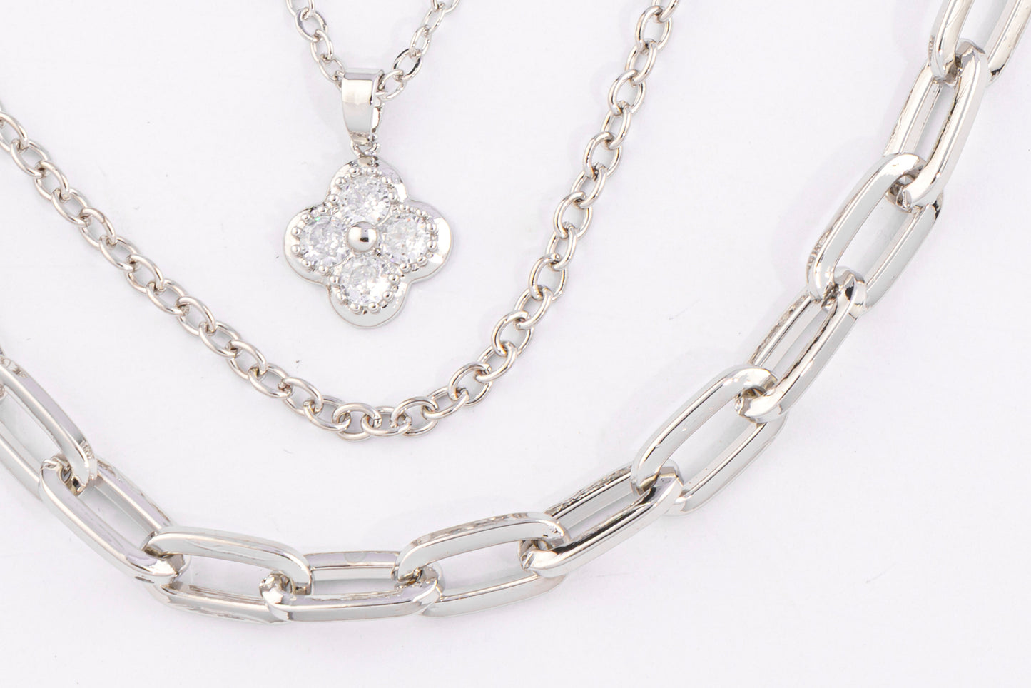 Set Trebol Crystal Silver