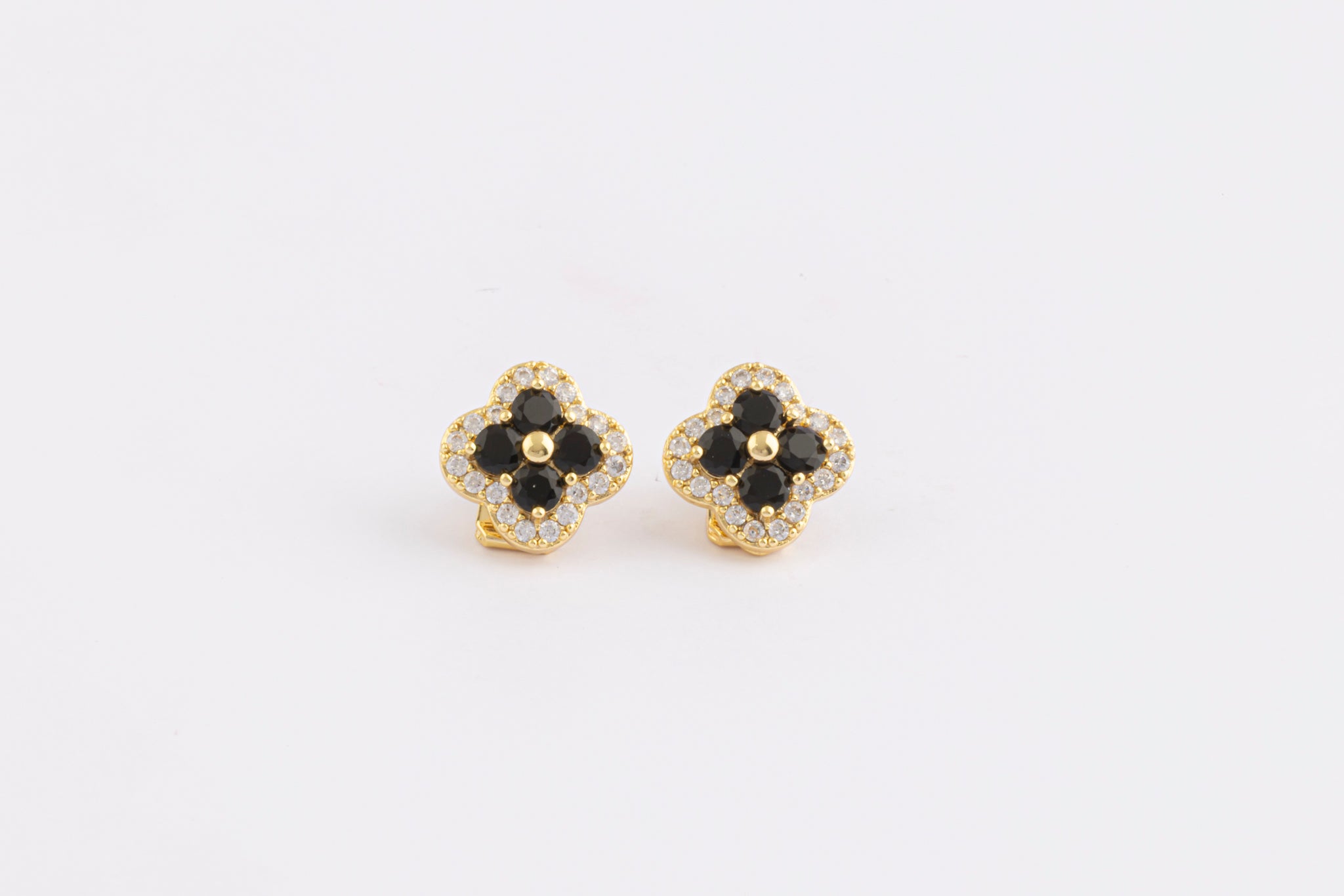 Aretes Black Crystal Clover