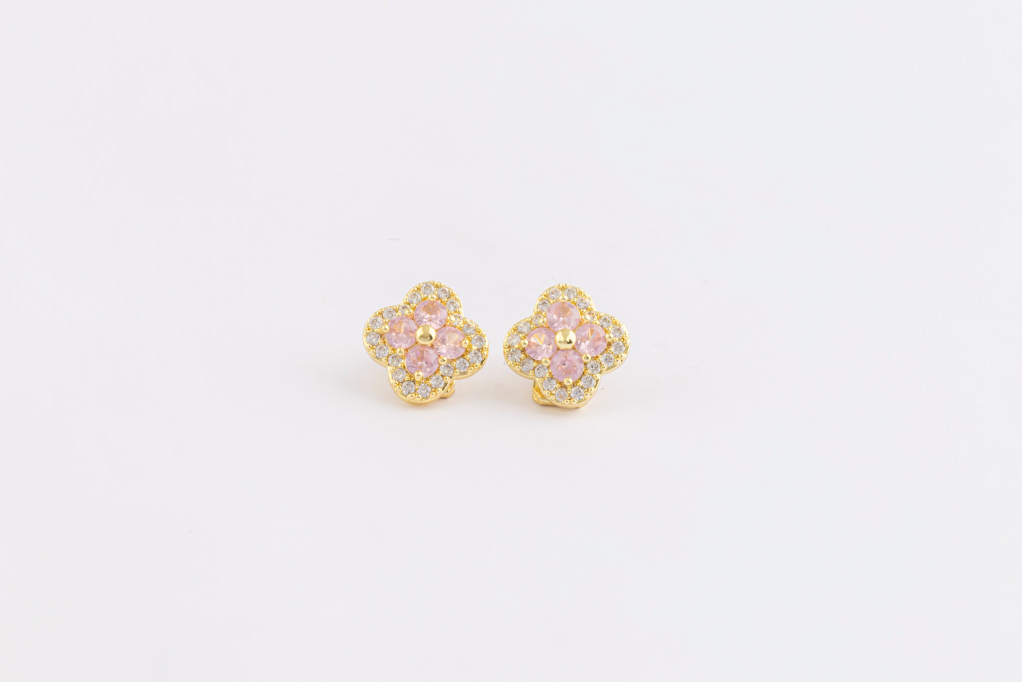 Aretes Pink Crystal Clover