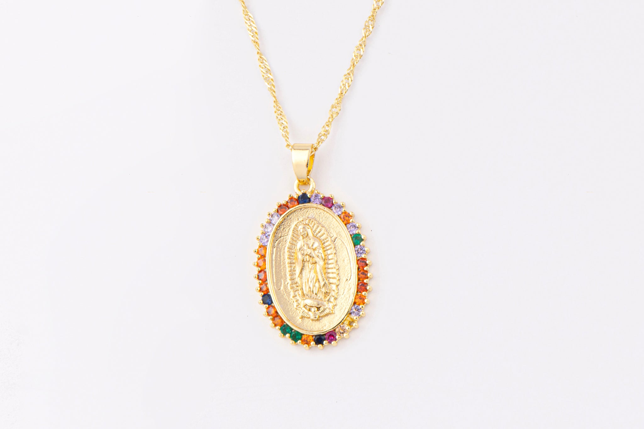 Collar Medalla Virgen Multicolor
