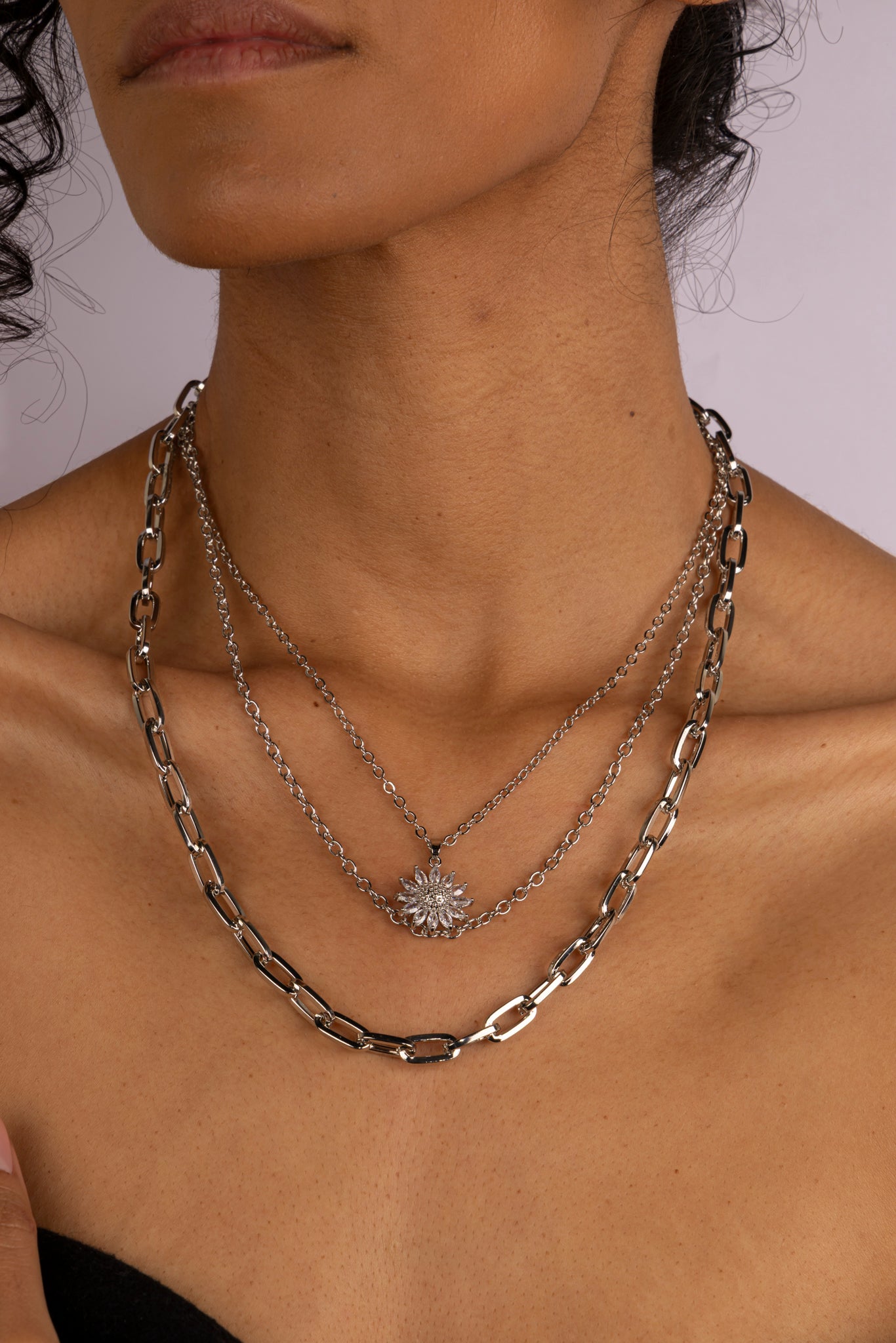 Set Triple Silver Sunburst