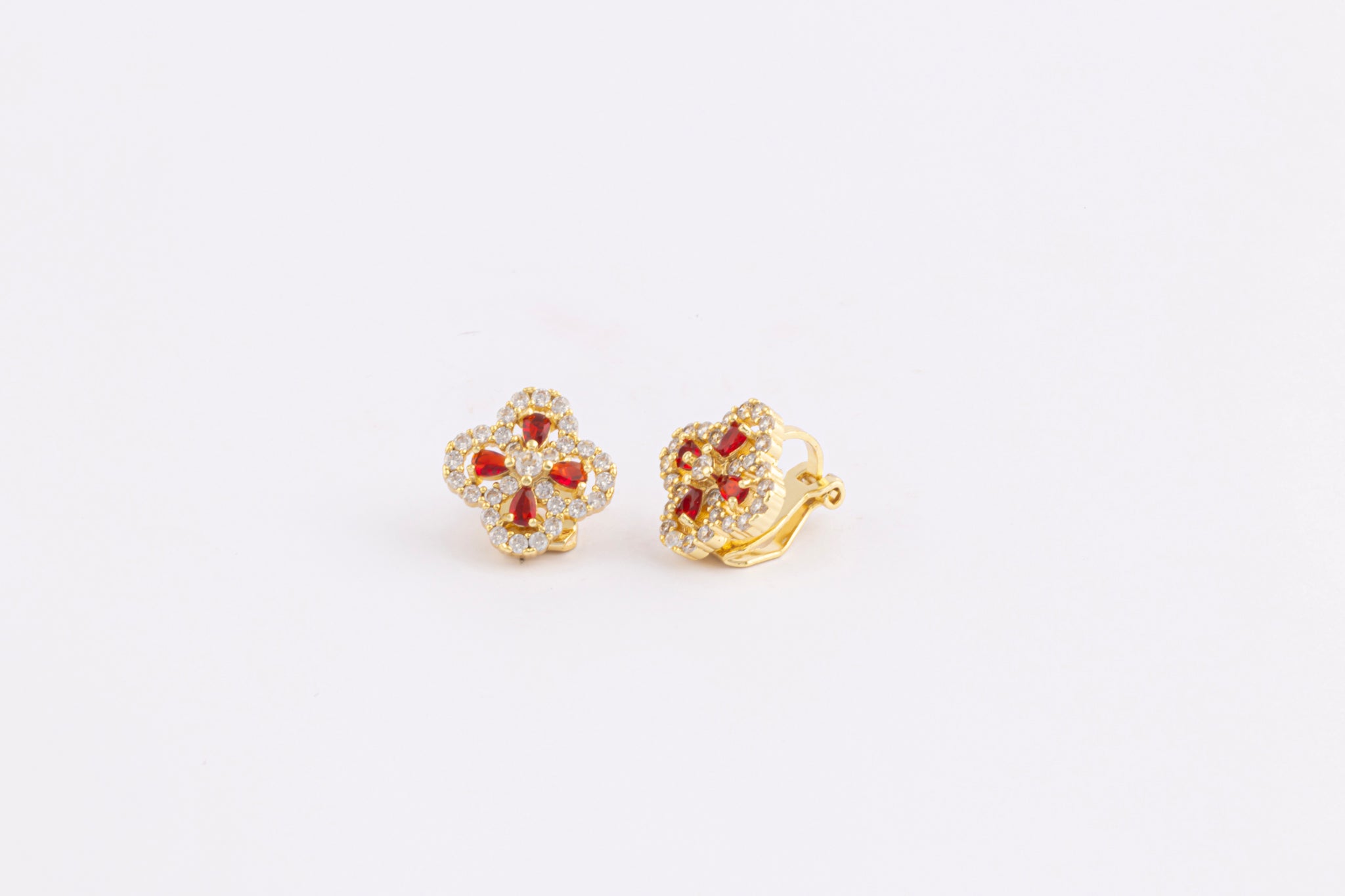Aretes Clover Ruby Glow